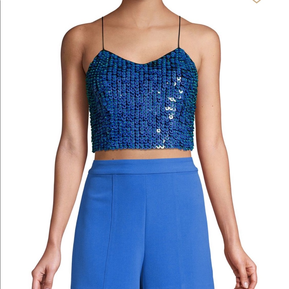 Alice + Olivia Archer Embellished Cropped Cami top